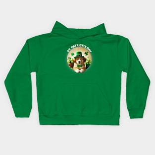 St Patricks Day Cute dog 2 Kids Hoodie